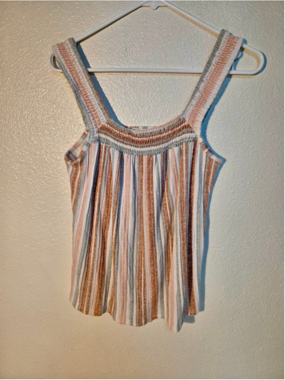 Another Reason Women’s Smocked Striped Knit Tank Top Fitted Small W-213